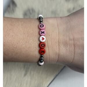 Native American Sterling Silver Navajo Pearl Conch Sugilite Xo Stretch Bracelet